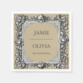 Aangepaste Victoriaans Scroll Lijst servet – mocha