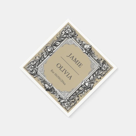 Aangepaste Victoriaans Scroll Lijst servet – mocha (Hoek)