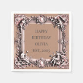 Aangepaste Victoriaans Scroll Lijst servet – mocha (Voorkant)