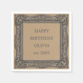 Aangepaste Victoriaans Scroll Lijst servet – mocha (Voorkant)