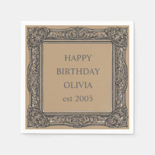 Aangepaste Victoriaans Scroll Lijst servet – mocha