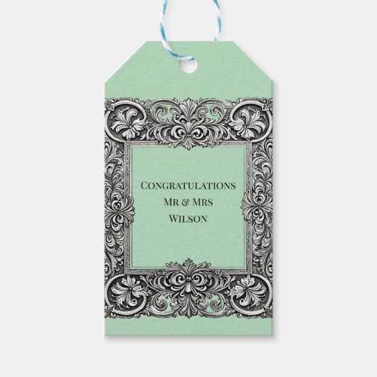 Aangepaste Victoriaanse rolwerklijst – Elegante sa Cadeaulabel (Voorkant)