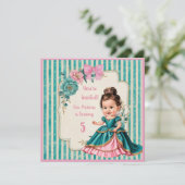 Aangepaste Victoriaanse Roze en Turquoise Bloemenk Kaart (Staand voorkant)