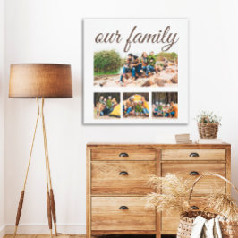Aangepaste vier-familie foto collage elegante scri canvas afdruk