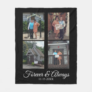 Aangepaste vier foto bruiloft modern script fleece deken