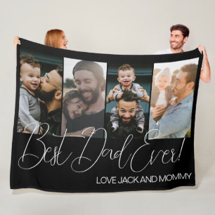 Aangepaste vier foto collage beste papa ooit fleece deken