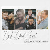 Aangepaste vier foto collage beste papa ooit fleece deken (Voorkant (Horizontaal))