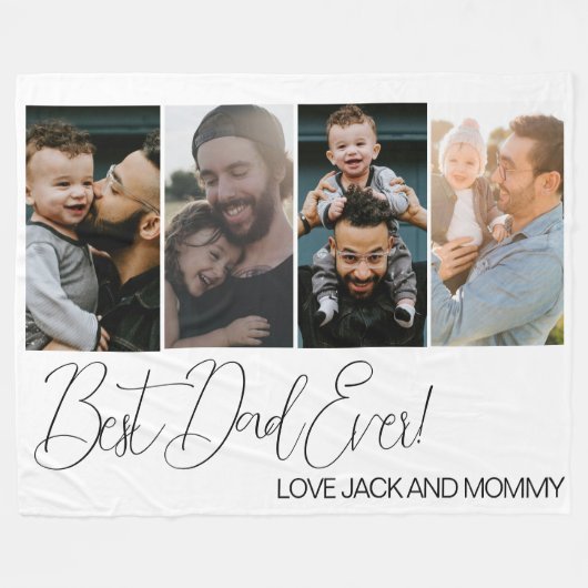 Aangepaste vier foto collage beste papa ooit fleece deken (Voorkant (Horizontaal))