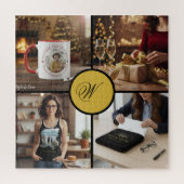 Aangepaste vier foto monogram ontwerp perfect legpuzzel (Verticaal)