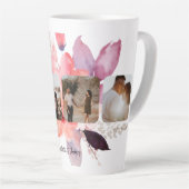 Aangepaste vier foto's en tekstventilator latte mok (Rechterhoek)