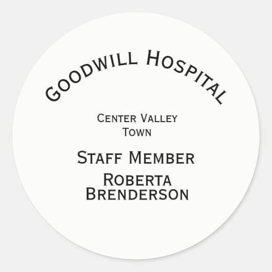 Aangepaste vier regels tekst op wit ronde sticker (Voorkant)