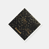 Aangepaste viering gloeiende gouden Confetti op zw Servet (Hoek)