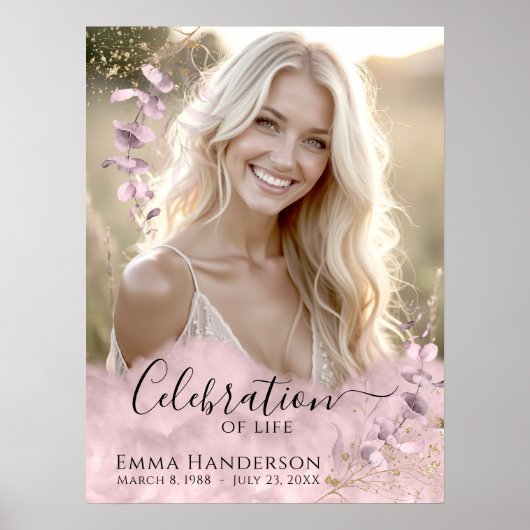Aangepaste viering van het leven - Foto Begrafenis Poster (Voorkant)