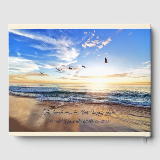 Aangepaste Viering van het Leven Zonsopgang Oceaan Gastenboek (Achterkant)