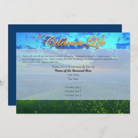 Aangepaste viering van levensuitnodigingen kaart (Voorkant / Achterkant)