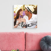 Aangepaste vierkant foto met liefdeskalligrafie canvas afdruk (Insitu (Woonkamer))