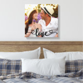 Aangepaste vierkant foto met liefdeskalligrafie canvas afdruk (Insitu (Slaapkamer))