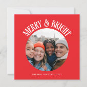 Aangepaste vierkante feestelijke rode 2 familie fo feestdagenkaart (Voorkant)