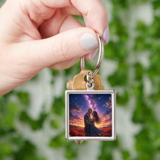 Aangepaste Vierkante Foto Sleutelhanger - Romantis (Hand)