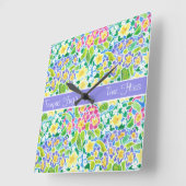 Aangepaste vierkante klok, Spring Primroses, Poede Klok (Hoek)