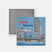 Aangepaste vierkante magneet Ik hou van Israël (Voorkant / Achterkant)
