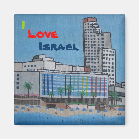 Aangepaste vierkante magneet Ik hou van Israël (Voorkant)
