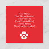 Aangepaste Vierkante Pet Kennel met Poot Print Vierkante Visitekaartje (Achterkant)
