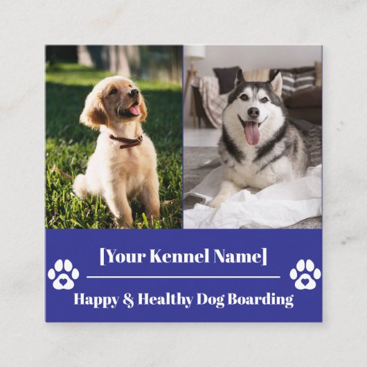 Aangepaste Vierkante Pet Kennel met Poot Print Visitekaartje (Voorkant)