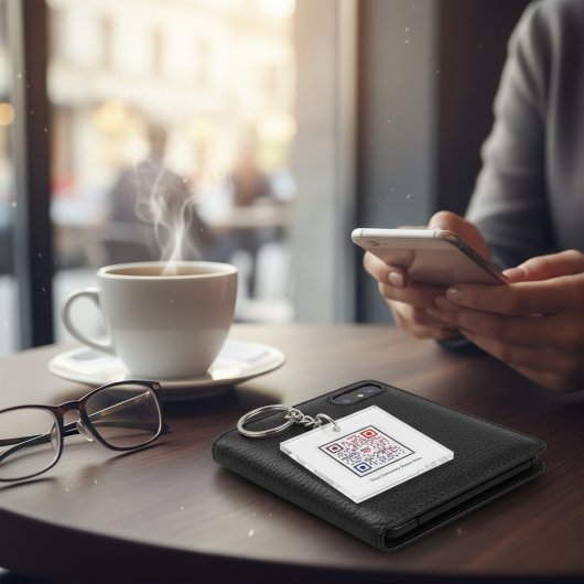 Aangepaste vierkante QR-code Sleutelhanger