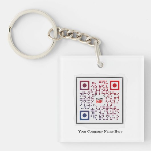Aangepaste vierkante QR-code Sleutelhanger (Voorkant)
