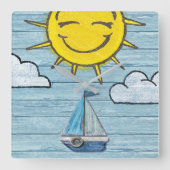 Aangepaste vierkante wandklok Driftwood Beach ontw (Voorkant)