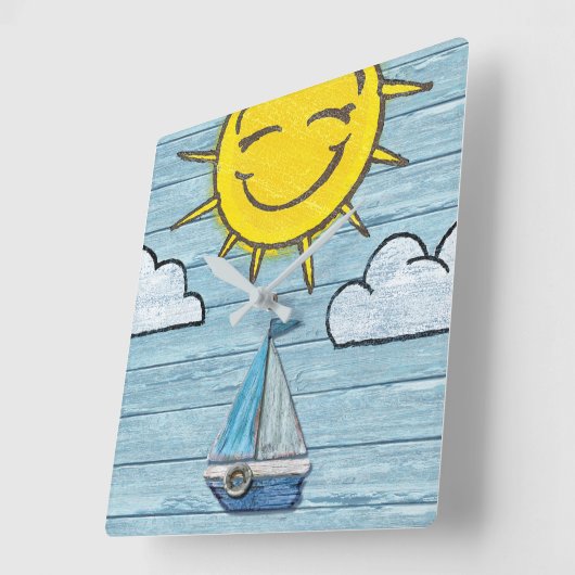 Aangepaste vierkante wandklok Driftwood Beach ontw (Hoek)