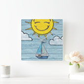 Aangepaste vierkante wandklok Driftwood Beach ontw (Huis)