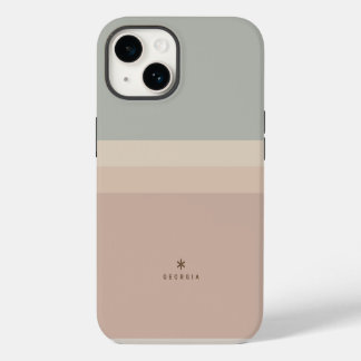 Aangepaste vierkleurige blok roze roze teal grote iPhone 14 hoesje
