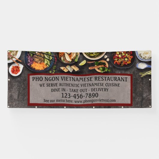 Aangepaste Vietnamese Restaurant Grote Muur  Spandoek (Horizontaal)