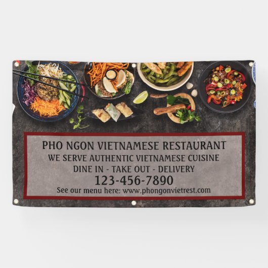Aangepaste Vietnamese Restaurant Grote Muur  Spandoek (Horizontaal)