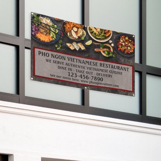 Aangepaste Vietnamese Restaurant Grote Muur Spandoek (Buitenkant Gebouw)