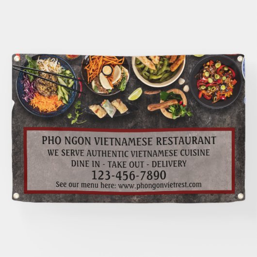 Aangepaste Vietnamese Restaurant Grote Muur  Spandoek (Horizontaal)