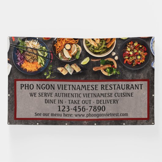 Aangepaste Vietnamese Restaurant Grote Muur  Spandoek (Horizontaal)