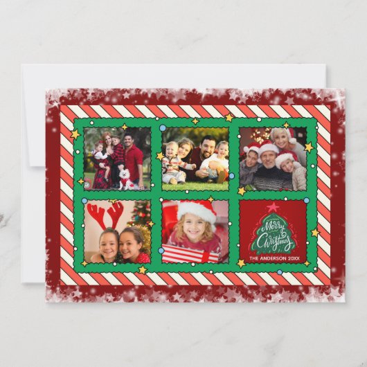 Aangepaste Vijf Foto Kerst Flat Holiday Kaart (Voorkant)