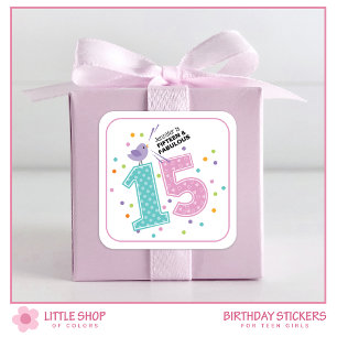 Aangepaste vijftien en Fabulous Roze Confetti Verj Vierkante Sticker