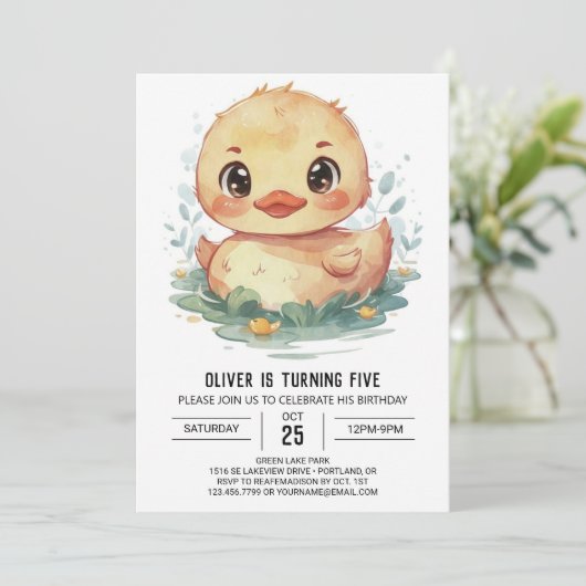 Aangepaste vijver eend verjaardag kaart (Staand voorkant)