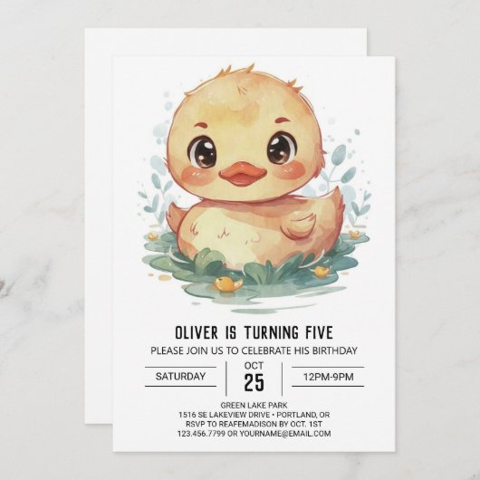 Aangepaste vijver eend verjaardag kaart (Voorkant / Achterkant)