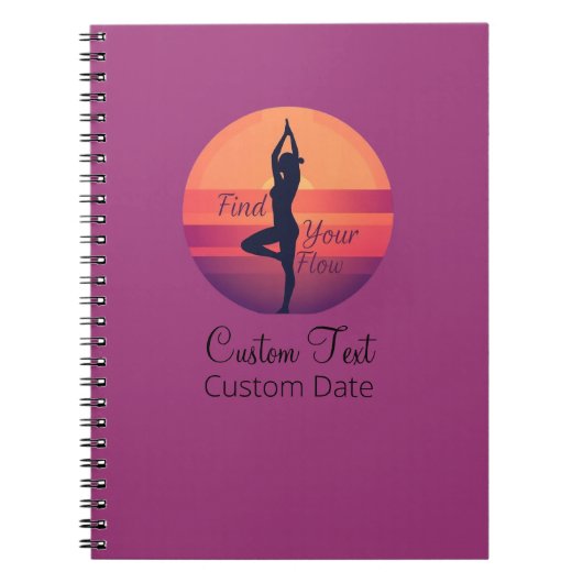 Aangepaste Vind Uw Flow Sunset Yoga Notitieboek (Voorkant)