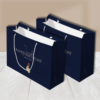 Aangepaste Vingerhartvorm Happy Birthday Blue Groot Cadeauzakje