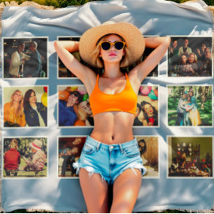 Aangepaste Vintage 12 Foto Nostalgische Verjaardag Deken