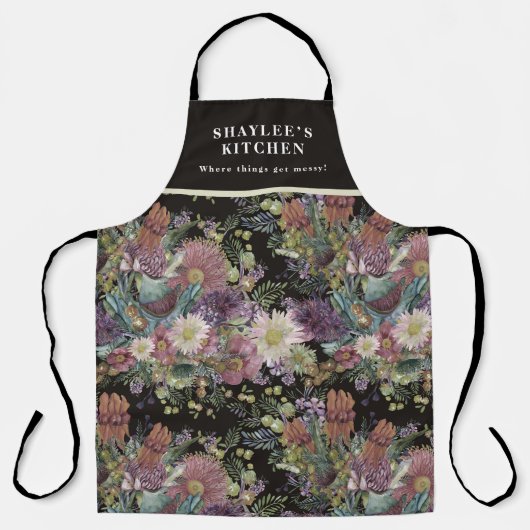 Aangepaste Vintage Australische Wilde Bloemen Schort (Voorkant)