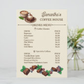 Aangepaste Vintage Bakkerij Merch Brownie Kunst Menu (Staand voorkant)