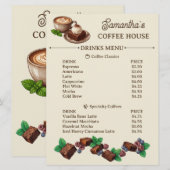 Aangepaste Vintage Bakkerij Merch Brownie Kunst Menu (Voorkant / Achterkant)