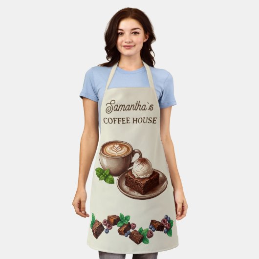 Aangepaste Vintage Bakkerij Merch Brownie Kunst Schort (Gedragen)